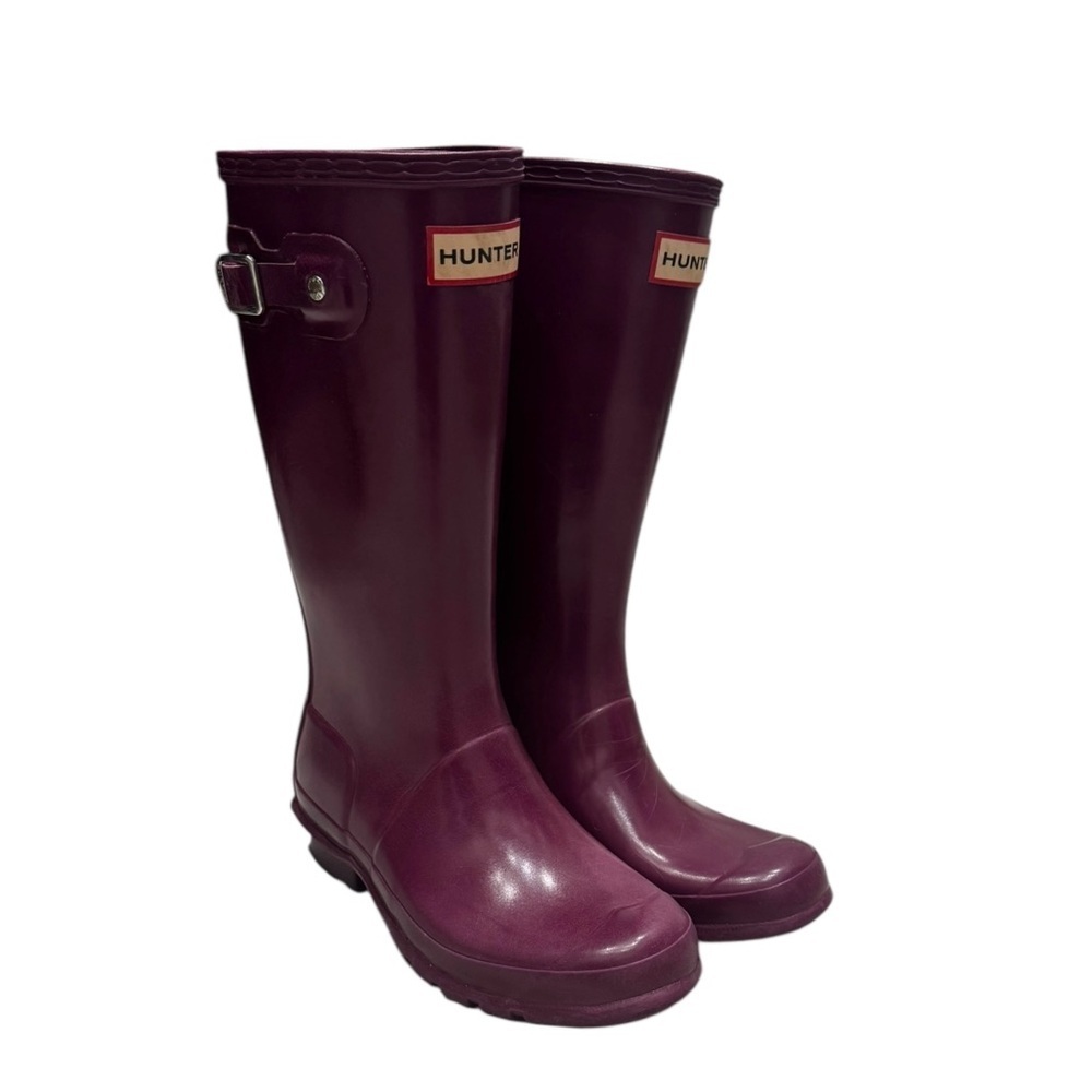 Kid’s Hunter The Original Tall Gloss Rainboot in Purple/ Plum: 3B/4G
